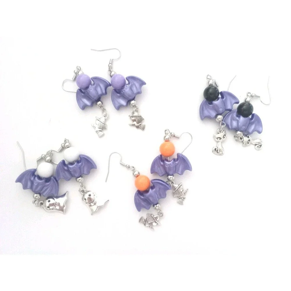 Halloween Bat Earrings Costume Jewelry Pierced Fun Added Charm Dangle